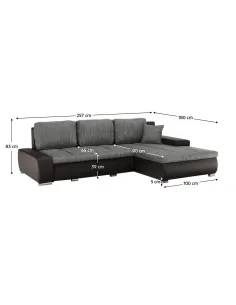 Colţar TRAMP, dormitor, 257x180x83 cm, textil Berlin/piele eco | MobilaOK 2