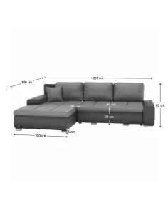 Colţar TRAMP extensibil (S/D), 257x180x83 cm, textil/piele ecologică, living | MobilaOK 2