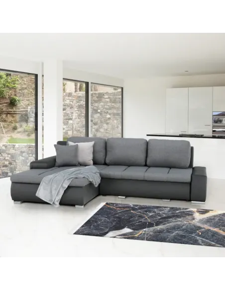 Colţar TRAMP extensibil (S/D), 257x180x83 cm, textil/piele ecologică, living | MobilaOK