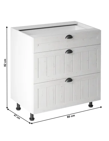 Dulap de bucatarie PROVENCE, 3 sertare, 80x47x82 cm, PAL melaminat | MobilaOK