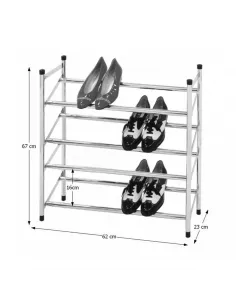 Dulap încălţăminte DITA, 4 rânduri, crom, 62-110x23x67 cm, metal cromat | MobilaOK 2
