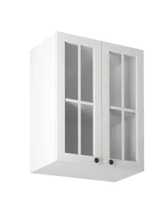 Dulap superior cu două uşi şi cu sticlă G60S, alb/pin Andersen, PROVENCE | MobilaOK