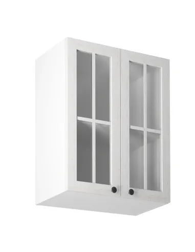 Dulap superior cu două uşi şi cu sticlă G60S, alb/pin Andersen, PROVENCE | MobilaOK