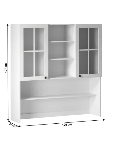 Dulap superior PROVENCE, bucătărie, 120x32x127 cm, PAL melaminat/MDF/sticlă | MobilaOK