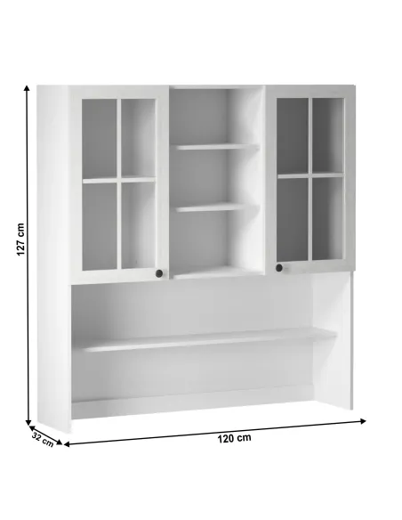 Dulap superior PROVENCE, bucătărie, 120x32x127 cm, PAL melaminat/MDF/sticlă | MobilaOK