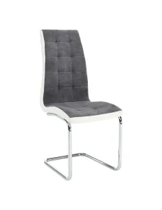 Scaun bucătărie SALOMA NEW, bucătărie, 42x105x56.5 cm, textil gri/piele ecologică albă/crom | MobilaOK