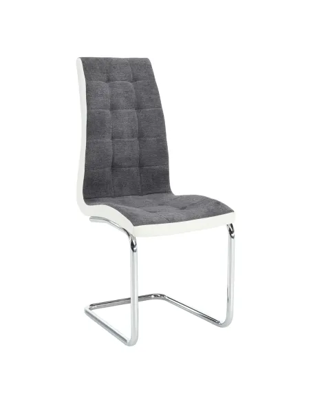 Scaun bucătărie SALOMA NEW, bucătărie, 42x105x56.5 cm, textil gri/piele ecologică albă/crom | MobilaOK