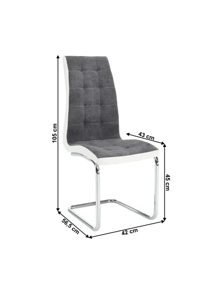Scaun bucătărie SALOMA NEW, bucătărie, 42x105x56.5 cm, textil gri/piele ecologică albă/crom | MobilaOK