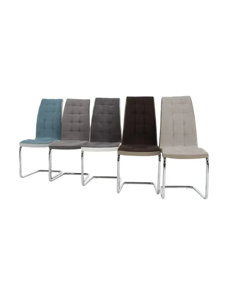 Scaun bucătărie SALOMA NEW, bucătărie, 42x105x56.5 cm, textil gri/piele ecologică albă/crom | MobilaOK