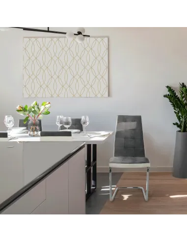 Scaun bucătărie SALOMA NEW, bucătărie, 42x105x56.5 cm, textil gri/piele ecologică albă/crom | MobilaOK
