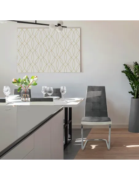 Scaun bucătărie SALOMA NEW, bucătărie, 42x105x56.5 cm, textil gri/piele ecologică albă/crom | MobilaOK