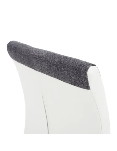 Scaun bucătărie SALOMA NEW, bucătărie, 42x105x56.5 cm, textil gri/piele ecologică albă/crom | MobilaOK