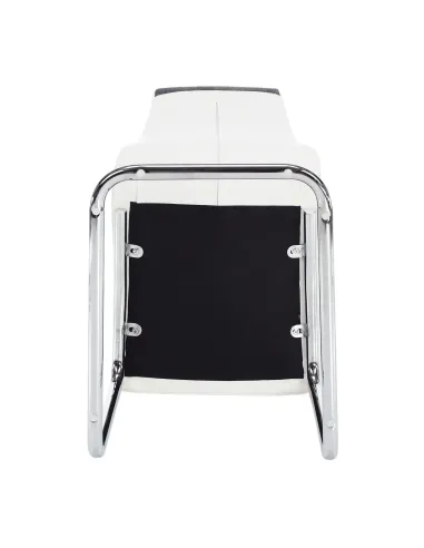 Scaun bucătărie SALOMA NEW, bucătărie, 42x105x56.5 cm, textil gri/piele ecologică albă/crom | MobilaOK