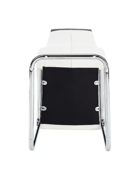 Scaun bucătărie SALOMA NEW, bucătărie, 42x105x56.5 cm, textil gri/piele ecologică albă/crom | MobilaOK