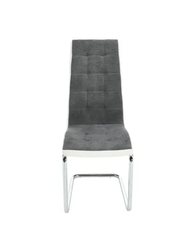 Scaun bucătărie SALOMA NEW, bucătărie, 42x105x56.5 cm, textil gri/piele ecologică albă/crom | MobilaOK