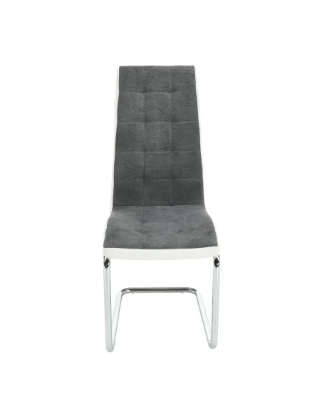 Scaun bucătărie SALOMA NEW, bucătărie, 42x105x56.5 cm, textil gri/piele ecologică albă/crom | MobilaOK