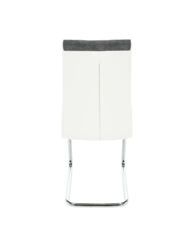 Scaun bucătărie SALOMA NEW, bucătărie, 42x105x56.5 cm, textil gri/piele ecologică albă/crom | MobilaOK
