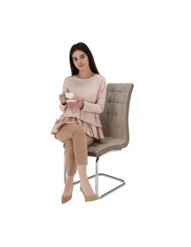 Scaun Dining SALOMA NEW, living/dining, 42x56.5x105 cm, textil/piele eco, crom | MobilaOK