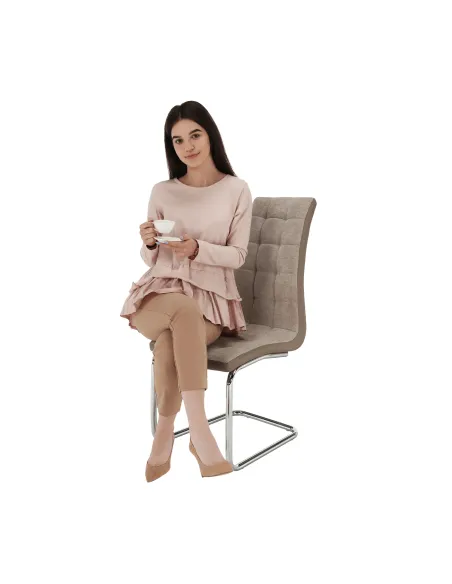 Scaun Dining SALOMA NEW, living/dining, 42x56.5x105 cm, textil/piele eco, crom | MobilaOK