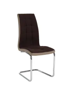 Scaun bucătărie SALOMA NEW, 42x105x56.5 cm, textil maro/piele ecologică bej/crom | MobilaOK