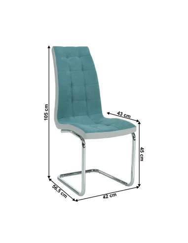 Scaun bucătărie SALOMA NEW, bucătărie, 42x105x56.5 cm, textil mentol/piele ecologică | MobilaOK
