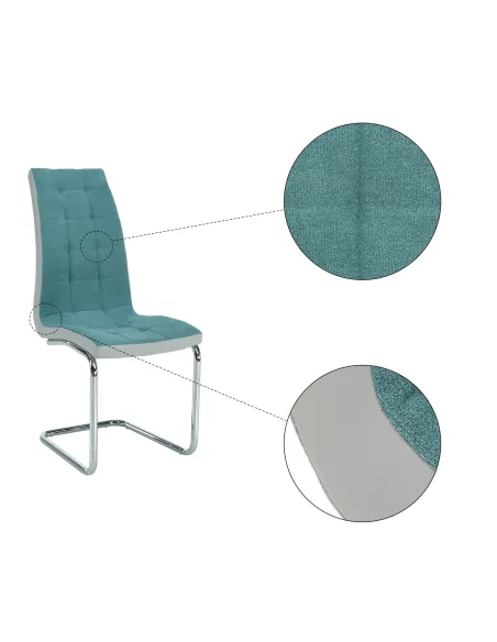 Scaun bucătărie SALOMA NEW, bucătărie, 42x105x56.5 cm, textil mentol/piele ecologică | MobilaOK