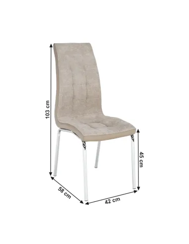 Scaun Dining GERDA NEW, living/sufragerie, 42x58x103 cm, textil/piele eco, crom | MobilaOK