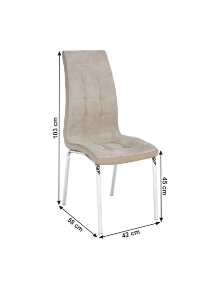 Scaun Dining GERDA NEW, living/sufragerie, 42x58x103 cm, textil/piele eco, crom | MobilaOK