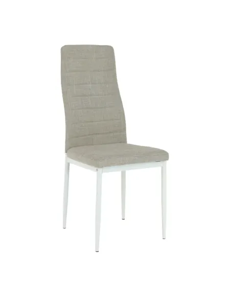 Scaun, COLETA NOVA, dining, 41x49x96 cm, textil bej/metal alb | MobilaOK