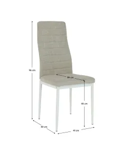 Scaun, COLETA NOVA, dining, 41x49x96 cm, textil bej/metal alb | MobilaOK 2