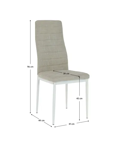Scaun, COLETA NOVA, dining, 41x49x96 cm, textil bej/metal alb | MobilaOK