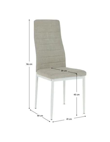 Scaun, COLETA NOVA, dining, 41x49x96 cm, textil bej/metal alb | MobilaOK