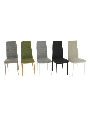 Scaun, COLETA NOVA, dining, 41x49x96 cm, textil bej/metal alb | MobilaOK