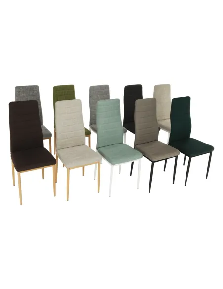 Scaun, COLETA NOVA, dining, 41x49x96 cm, textil bej/metal alb | MobilaOK
