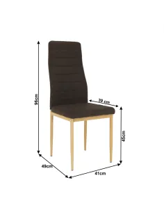 Scaun COLETA NOVA bucătărie 41x96x49 cm, textil maro/cadru metalic fag | MobilaOK 2