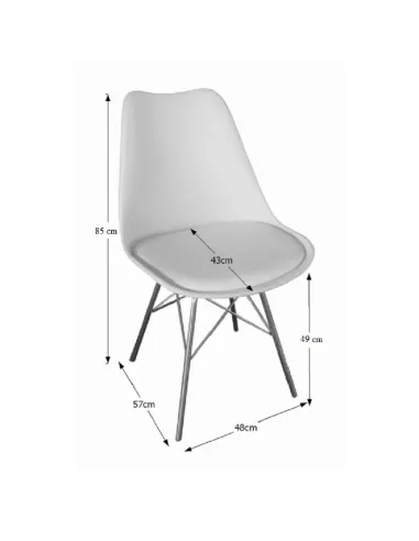 Scaun TAMORA birou, 48x57x83 cm, metal/plastic/piele eco | MobilaOK