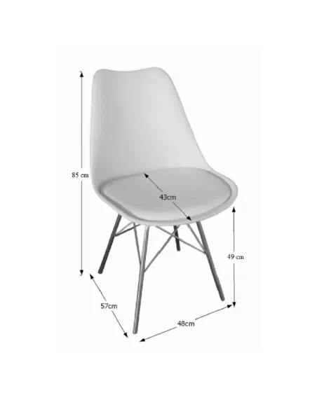 Scaun TAMORA birou, 48x57x83 cm, metal/plastic/piele eco | MobilaOK