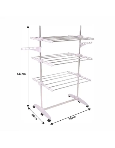 Uscător de haine, DENAL, baie/balcon, 88x147x66 cm, otel si plastic, KONDELA | MobilaOK