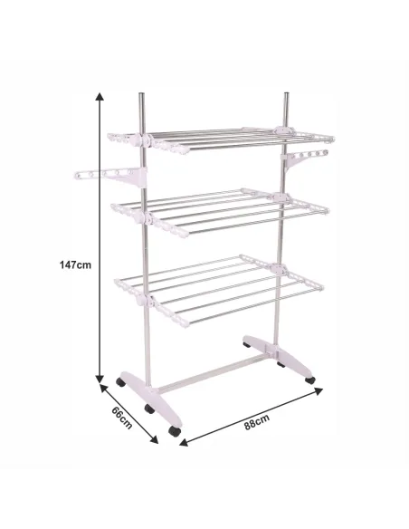 Uscător de haine, DENAL, baie/balcon, 88x147x66 cm, otel si plastic, KONDELA | MobilaOK