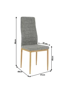 Scaun COLETA NOVA bucătărie 41x96x49 cm, textil gri/cadru metalic fag | MobilaOK 2