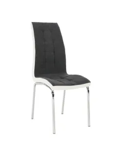 Scaun bucătărie GERDA NEW, gri închis/alb, 42x103x58 cm, textil/piele ecologică/crom | MobilaOK