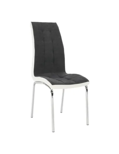 Scaun bucătărie GERDA NEW, gri închis/alb, 42x103x58 cm, textil/piele ecologică/crom | MobilaOK