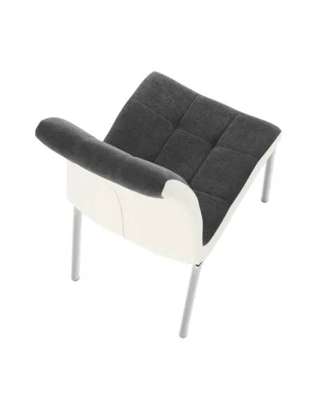 Scaun bucătărie GERDA NEW, gri închis/alb, 42x103x58 cm, textil/piele ecologică/crom | MobilaOK