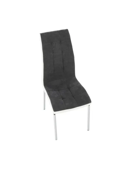 Scaun bucătărie GERDA NEW, gri închis/alb, 42x103x58 cm, textil/piele ecologică/crom | MobilaOK
