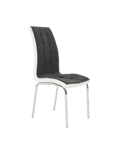 Scaun bucătărie GERDA NEW, gri închis/alb, 42x103x58 cm, textil/piele ecologică/crom | MobilaOK
