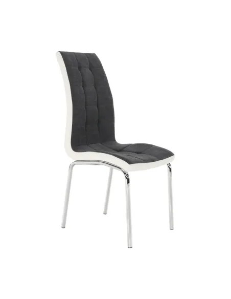 Scaun bucătărie GERDA NEW, gri închis/alb, 42x103x58 cm, textil/piele ecologică/crom | MobilaOK
