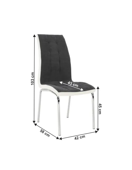 Scaun bucătărie GERDA NEW, gri închis/alb, 42x103x58 cm, textil/piele ecologică/crom | MobilaOK