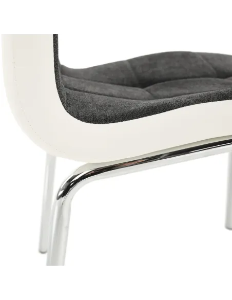 Scaun bucătărie GERDA NEW, gri închis/alb, 42x103x58 cm, textil/piele ecologică/crom | MobilaOK