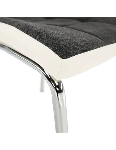 Scaun bucătărie GERDA NEW, gri închis/alb, 42x103x58 cm, textil/piele ecologică/crom | MobilaOK