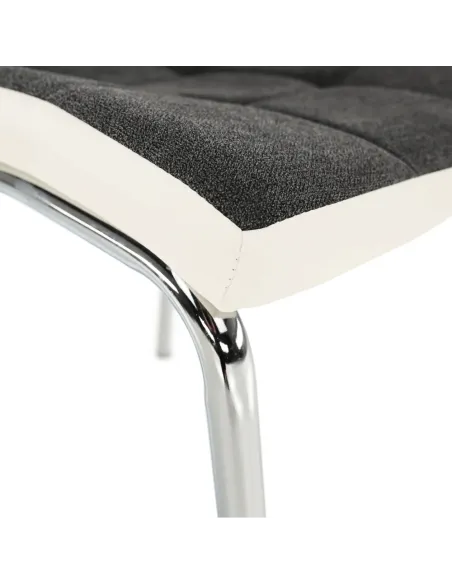 Scaun bucătărie GERDA NEW, gri închis/alb, 42x103x58 cm, textil/piele ecologică/crom | MobilaOK